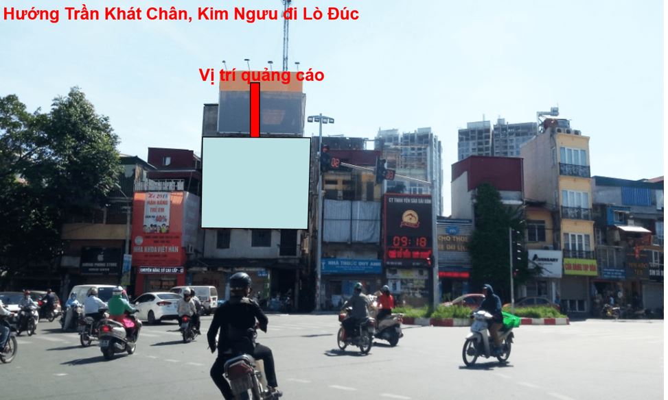 Bảng quảng cáo ngoài trời ngã 4 Trần Khát Chân – Lò Đúc – Kim Ngưu, quận Hai Bà Trưng, Hà Nội