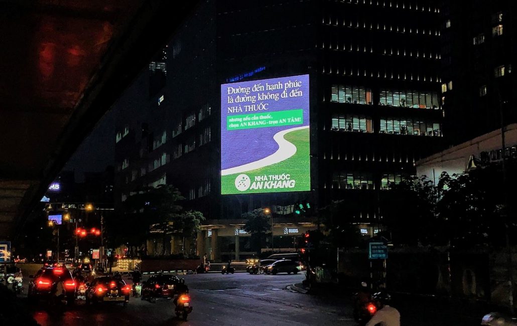 Nhà thuốc An Khang đã quảng cáo trên màn hình LED Liễu Giai