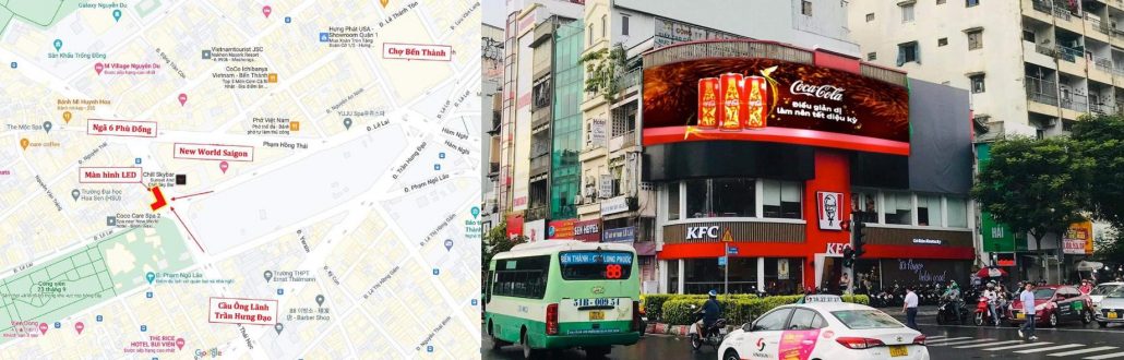 vị trí màn hình led KFC 78 Lê Lai, Quận 1