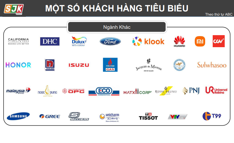 Một số khách hàng tiêu biểu của SJK Group