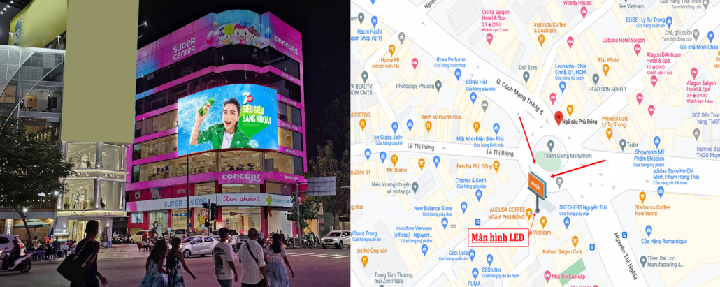 Quảng cáo màn hình LED Ngã 6 Phù Đổng, 13 Nguyễn Trãi, Quận 1