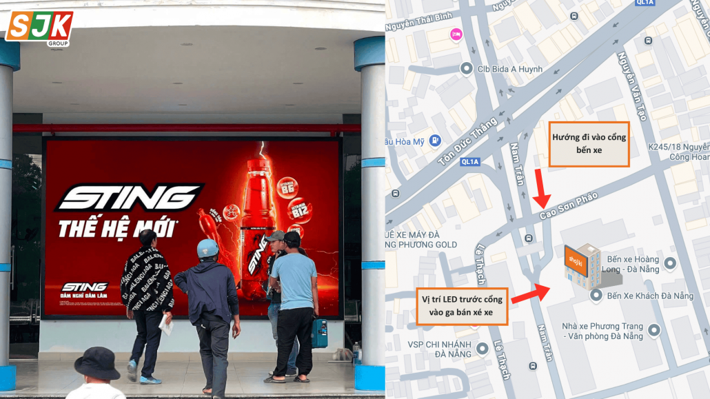 Vị trí địa lí của quảng cáo LED bến xe Đà Nẵng