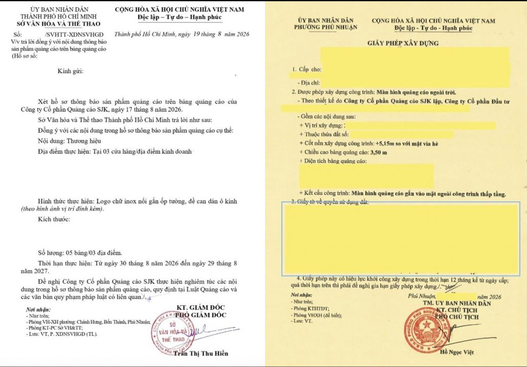 giấy phép quảng cáo ngoài trời - SJK